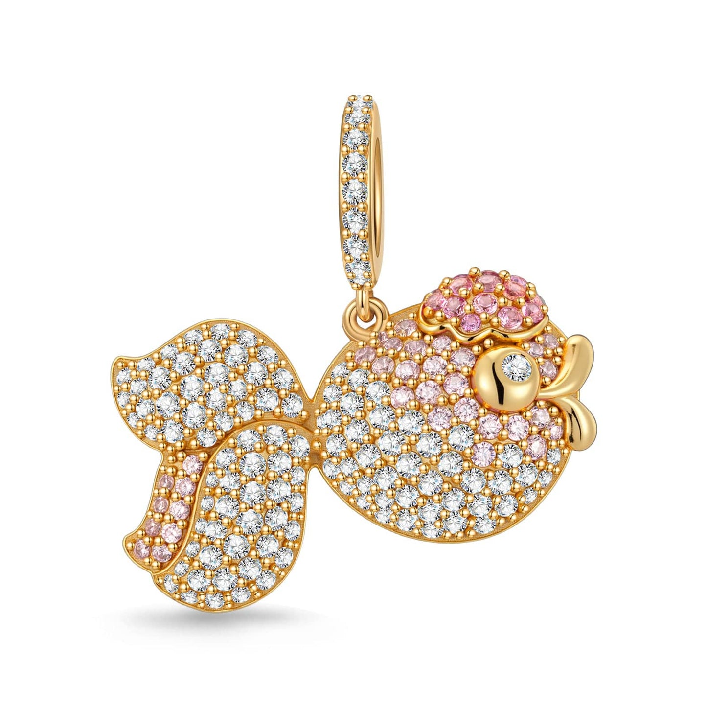 Playful Goldfish Tarnish-resistant Silver Dangle Charms In 14K Gold Plated