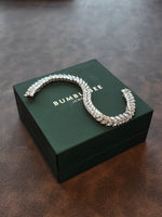 Silver Tone Double Row Marquise Leaf Bracelet for Women Clear Stone Statement Bracelet with Box Clasp Wedding and Party Jewelry