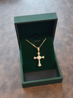 Gold Tone Cross Pendant Necklace for Women Clear Stone Vintage Faith Necklace with Sparkling Center Stone Gift for Her