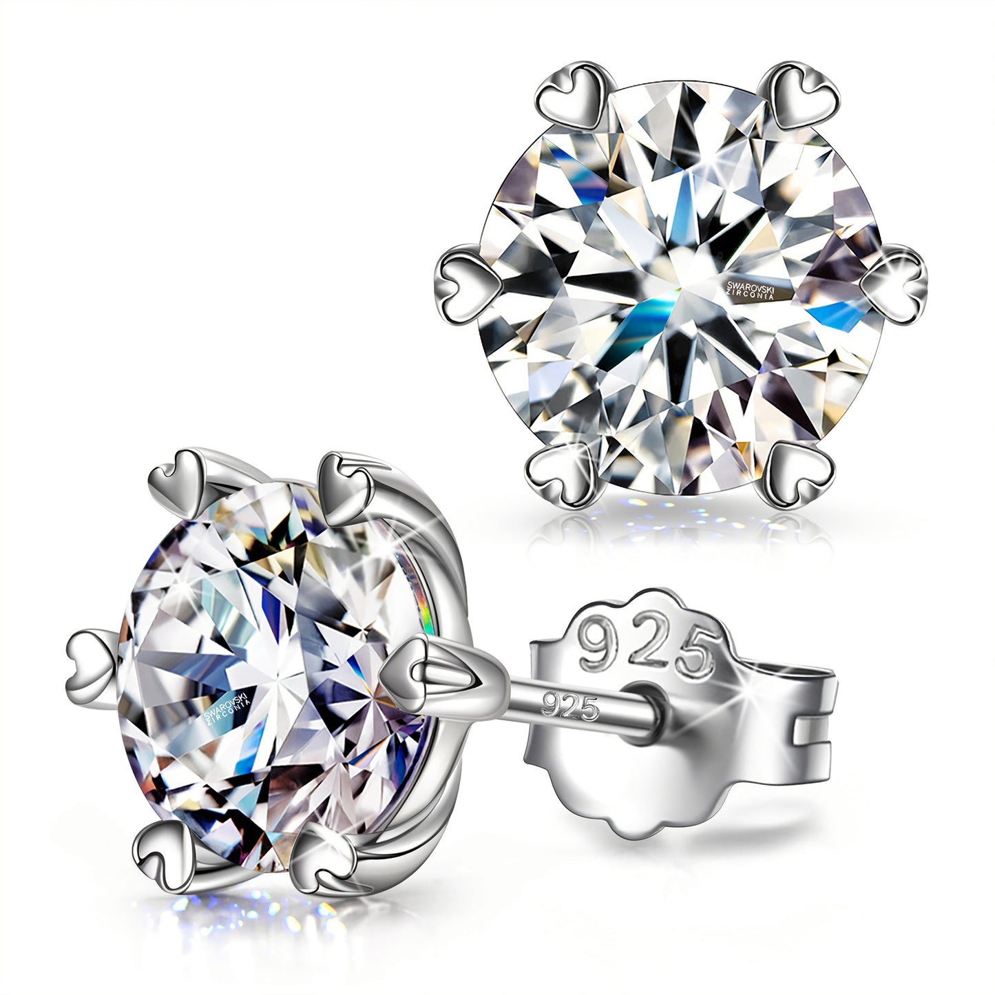 Fanci Fighting with Diamond Series Sterling Silver Stud Earrings