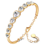 FANCI Sparkling Heart Crystal Gold Bangle | Romantic Statement Jewelry For Date Night