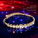 FANCI Sparkling Heart Crystal Gold Bangle | Romantic Statement Jewelry For Date Night