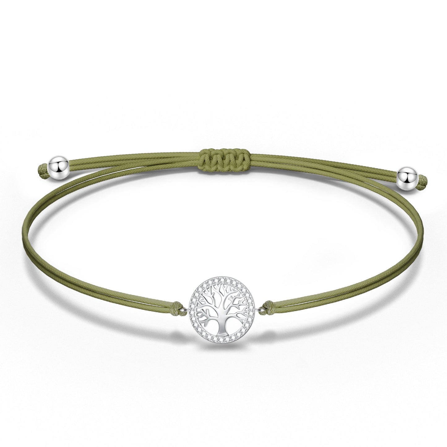 Sterling Silver Adjustable Lucky Leather Bracelet In White Gold Plated