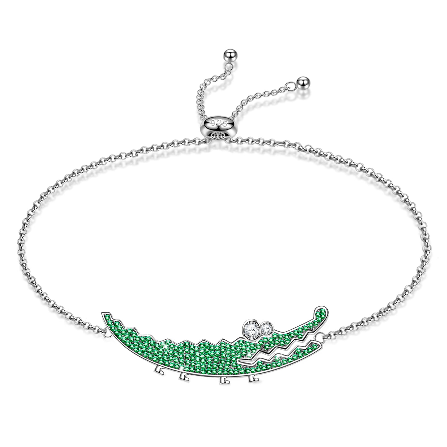 FANCI Sterling Silver Verdant Crocodile Bracelet In White Gold Plated