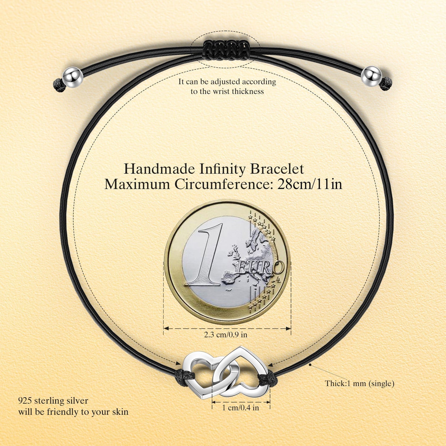 Sterling Silver Adjustable Lucky Leather Bracelet In White Gold Plated