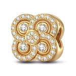 Golden Lucky Clover Tarnish-resistant Silver Charms With Enamel In 14K Gold Plated