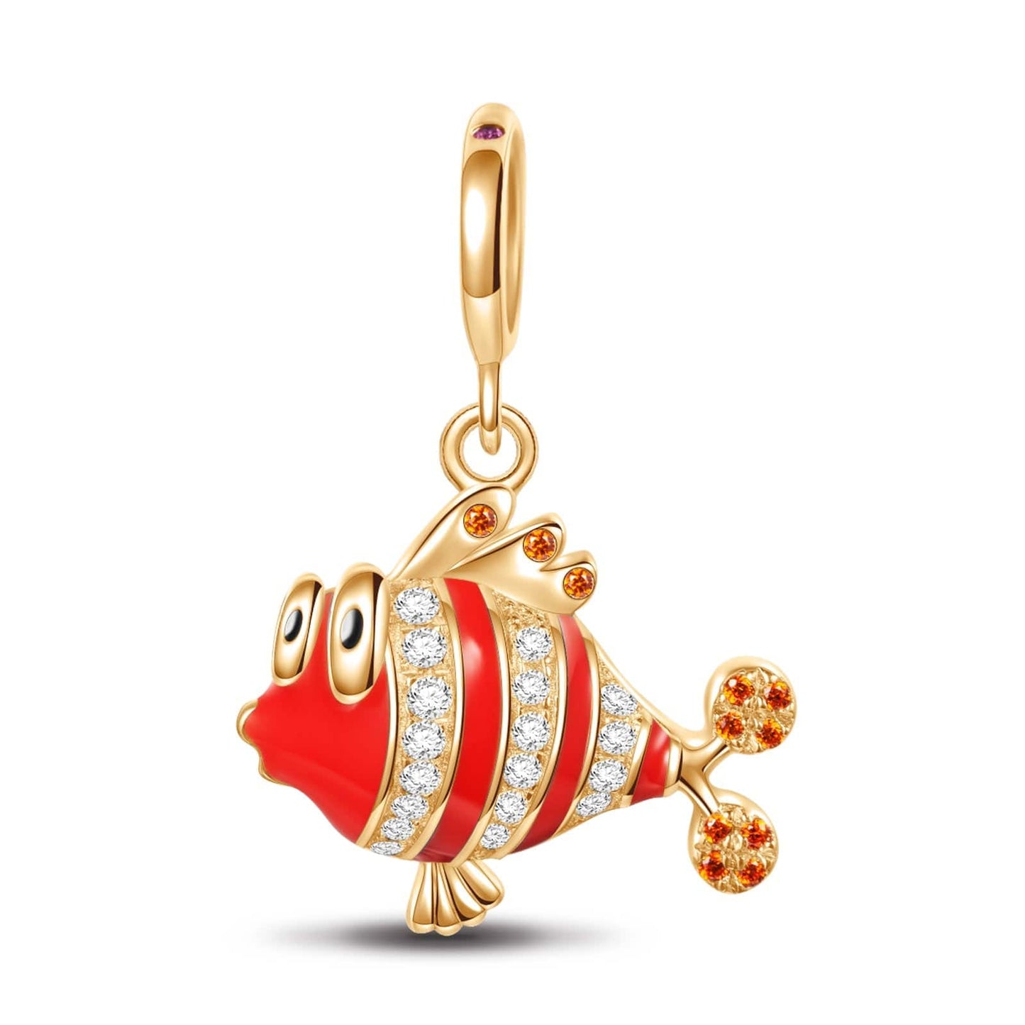 Nemo Is Back Tarnish-resistant Silver Dangle Charms With Enamel In 14K Gold Plated