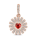 Gerbera Tarnish-resistant Silver Dangle Charms In Rose Gold Plated