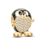 Cute PenguIn Tarnish-resistant Silver Charms With Enamel In 14K Gold Plated