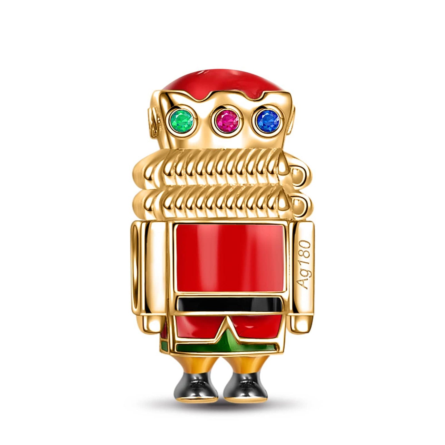 Nutcracker Soldier Tarnish-resistant Silver Dangle Charms With Enamel In 14K Gold Plated