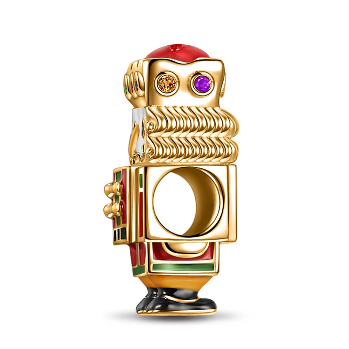 Nutcracker Soldier Tarnish-resistant Silver Dangle Charms With Enamel In 14K Gold Plated