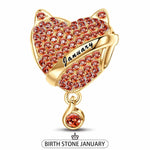 January Fox Birthday Stone Tarnish-resistant Silver Dangle Charms In 14K Gold Plated