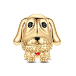 Lucky Puppy Tarnish-resistant Silver Charms With Enamel In 14K Gold Plated