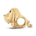 Lucky Puppy Tarnish-resistant Silver Charms With Enamel In 14K Gold Plated