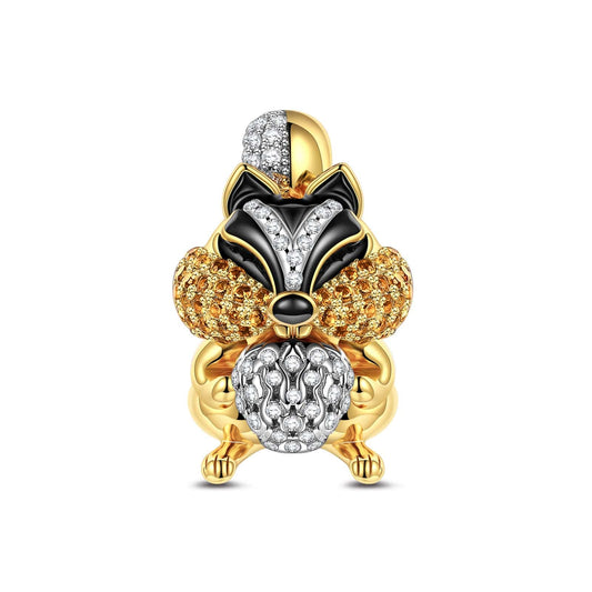 gon- Cute Squirrel Tarnish-resistant Silver Charms With Enamel In 14K Gold Plated