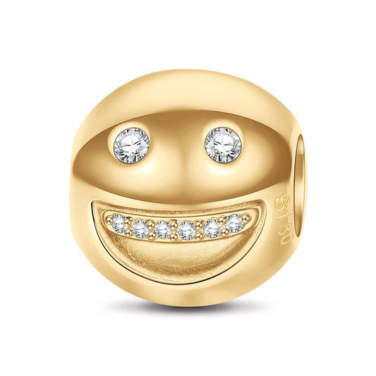 gon- Smileing Emoji Tarnish-resistant Silver Charms In 14K Gold Plated