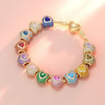 August Love Heart Birthstone Tarnish-resistant Silver Charms With Enamel In 14K Gold Plated