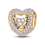 June Love Heart Birthstone Tarnish-resistant Silver Charms With Enamel In 14K Gold Plated