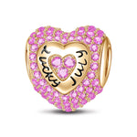 July Love Heart Birthstone Tarnish-resistant Silver Charms With Enamel In 14K Gold Plated