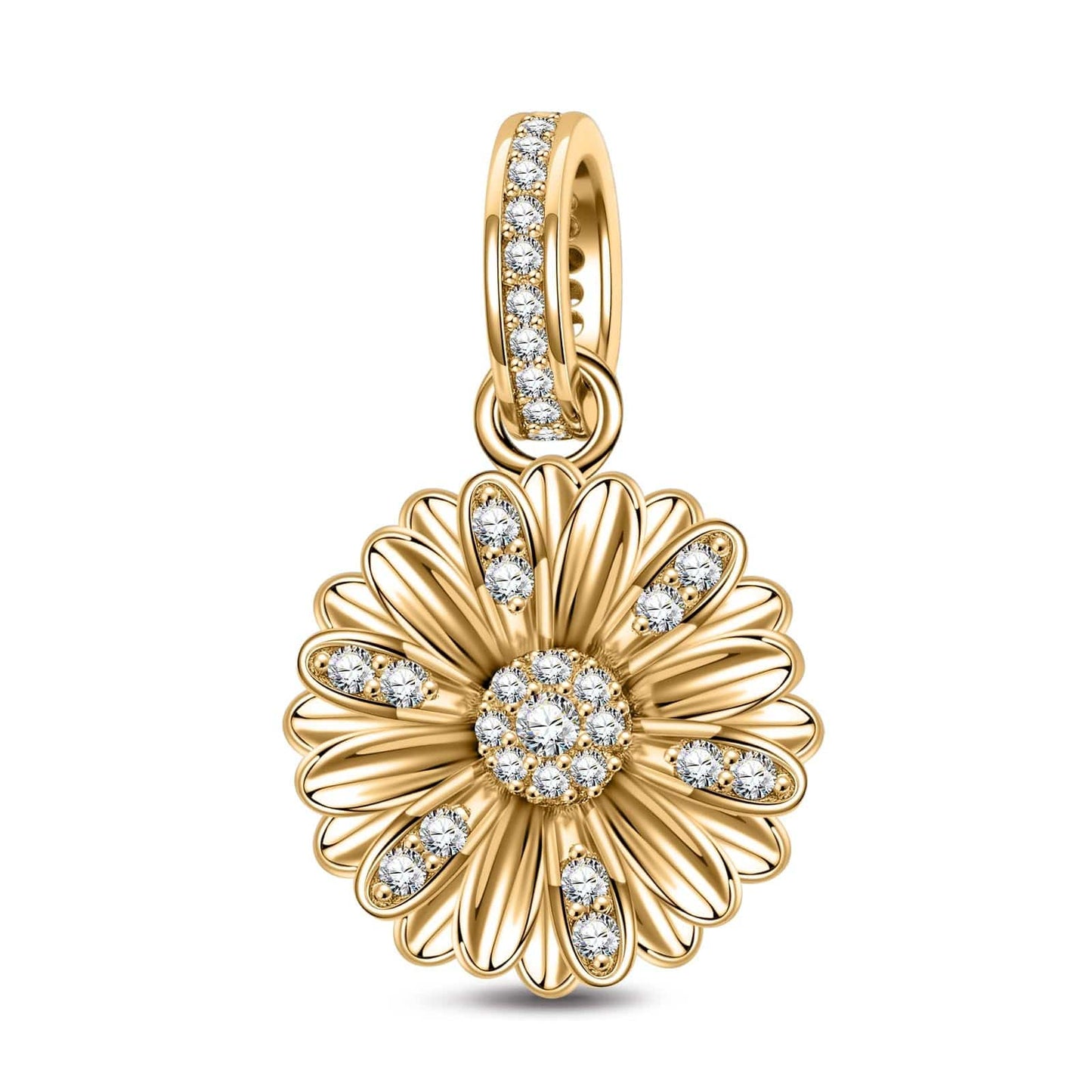 Gerbera Tarnish-resistant Silver Dangle Charms In 14K Gold Plated