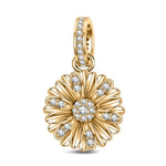 Gerbera Tarnish-resistant Silver Dangle Charms In 14K Gold Plated