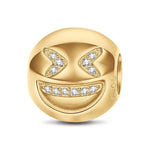 Sterling Silver Grinning Face Emoji Charms In 14K Gold Plated