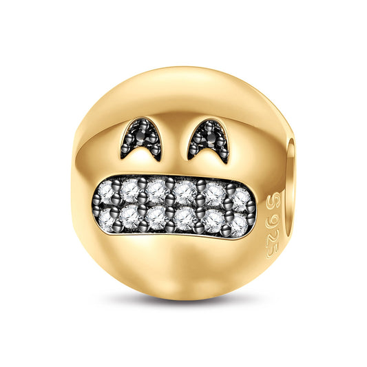 gon- Sterling Silver Smiling Eyes Emoji Charms In 14K Gold Plated