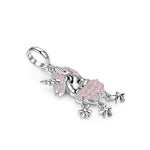 Sterling Silver Charm Pink Unicorn Dangle Charms In White Gold Plated