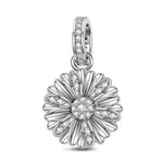 Sterling Silver Gerbera Dangle Charms In White Gold Plated