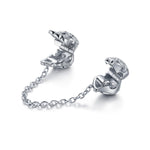 Sterling Silver Angel Wings Charms Safety Chain In White Gold Plated