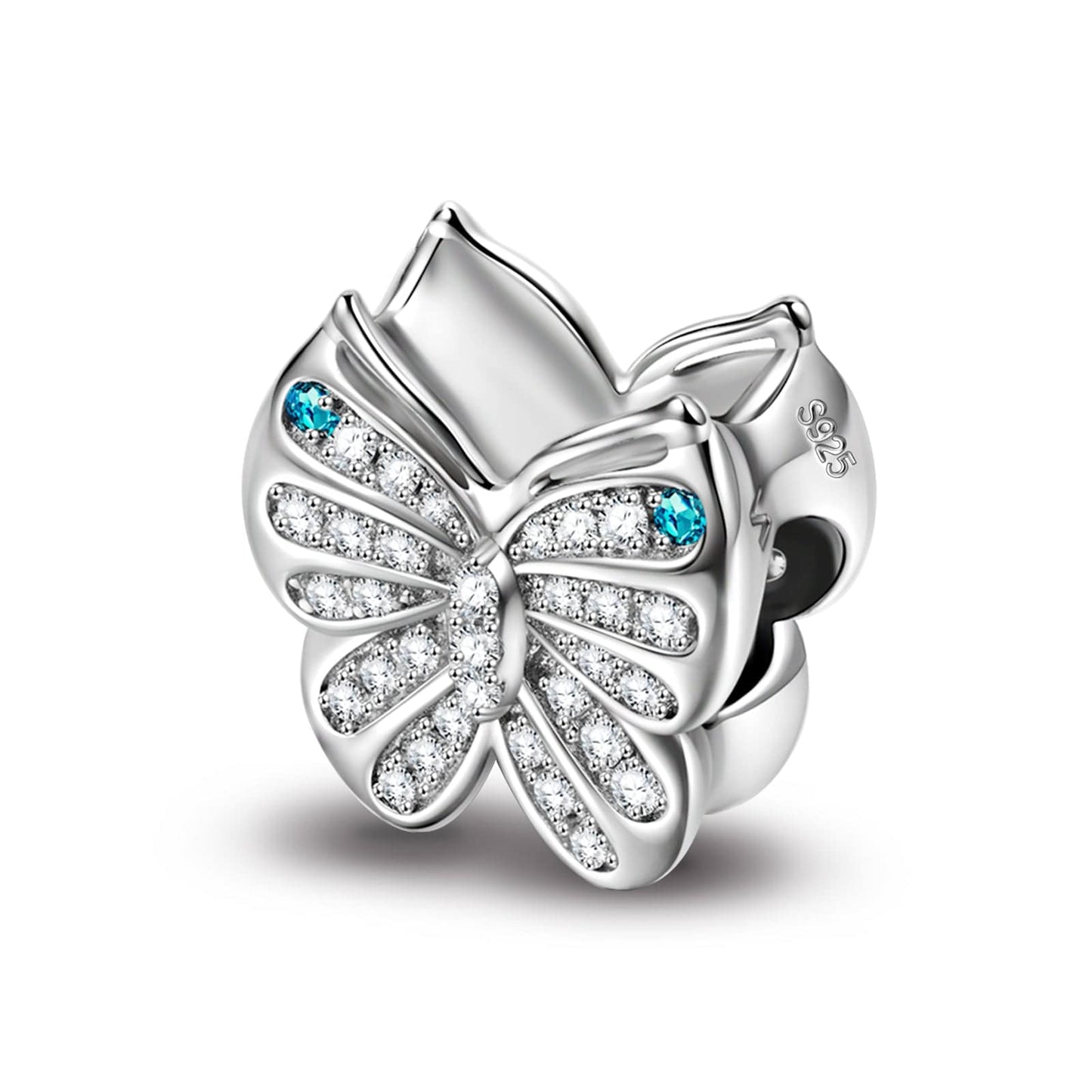 Sterling Silver Cute Butterfly Fairy In White Gold Plated