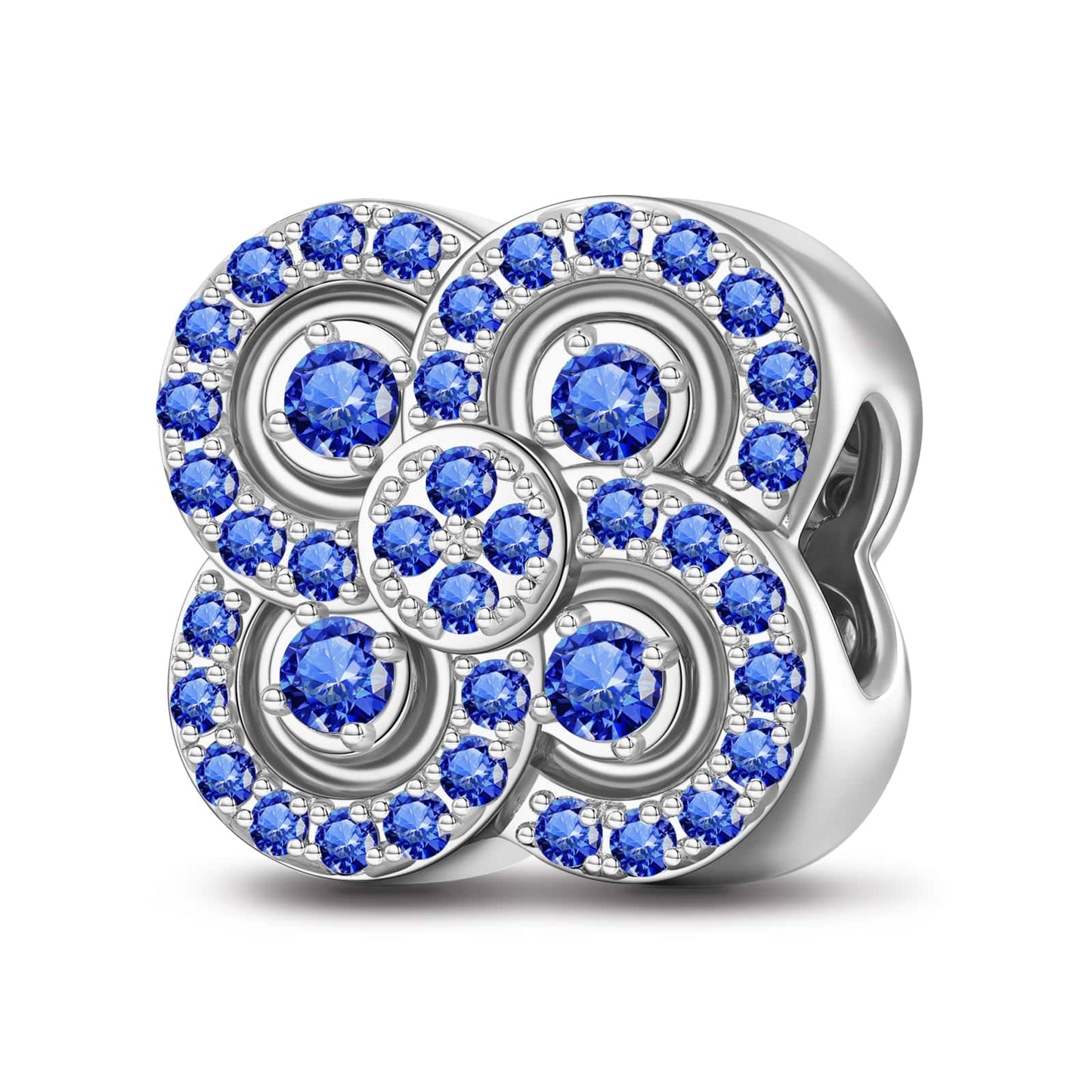 Sterling Silver Blue Clover Charms In White Gold Plated