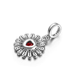 Sterling Silver Gerbera Dangle Charms In White Gold Plated