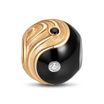 Sterling Silver Tai Chi Charms With Enamel In Two-Tone Plating