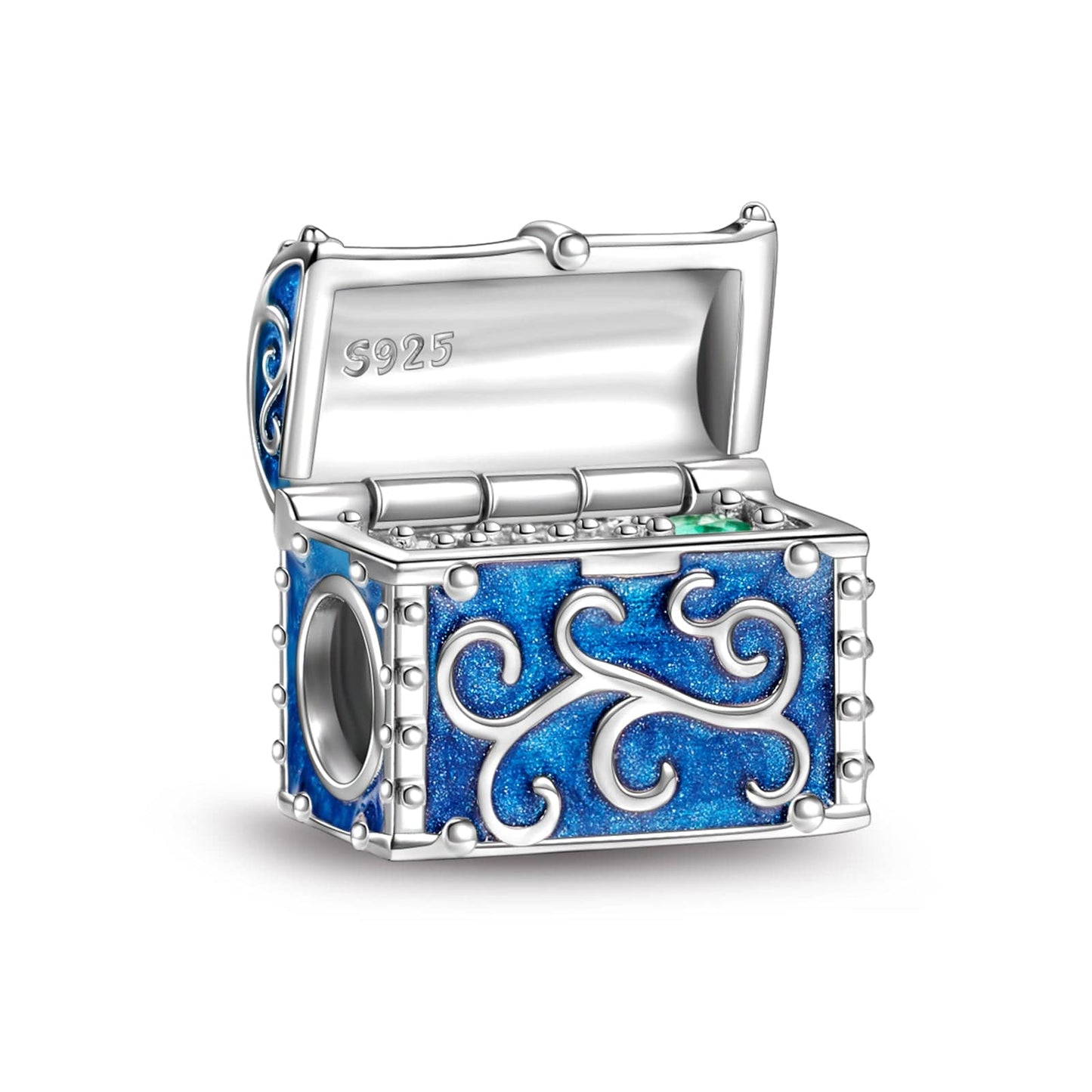 Sterling Silver Elisabeth's Treasure Charms With Enamel In White Gold Plated