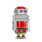 Sterling Silver Nutcracker Soldier Charms With Enamel In White Gold Plated