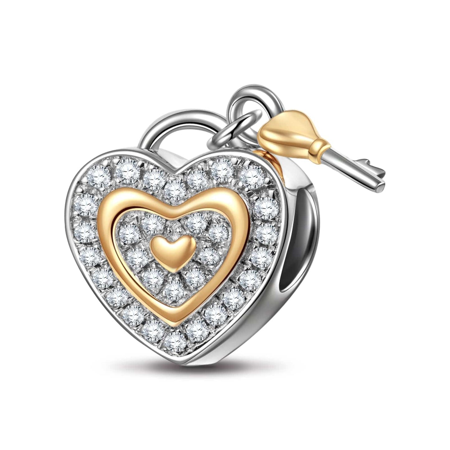 Sterling Silver You Are My Love Charms In Two-Tone Plating