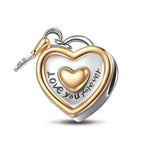 Sterling Silver You Are My Love Charms In Two-Tone Plating