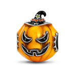 Sterling Silver Halloween Pumpkin Charms With Enamel In Blackened 925 Sterling Silver Plated