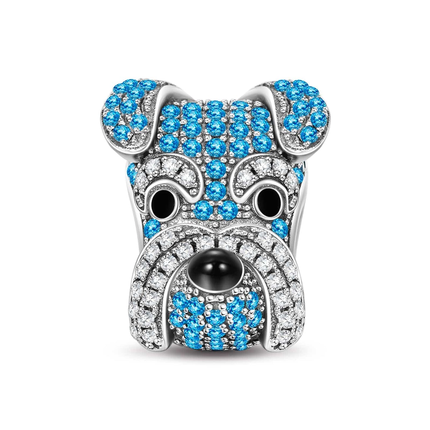 Sterling Silver Blue Schnauzer In White Gold Plated