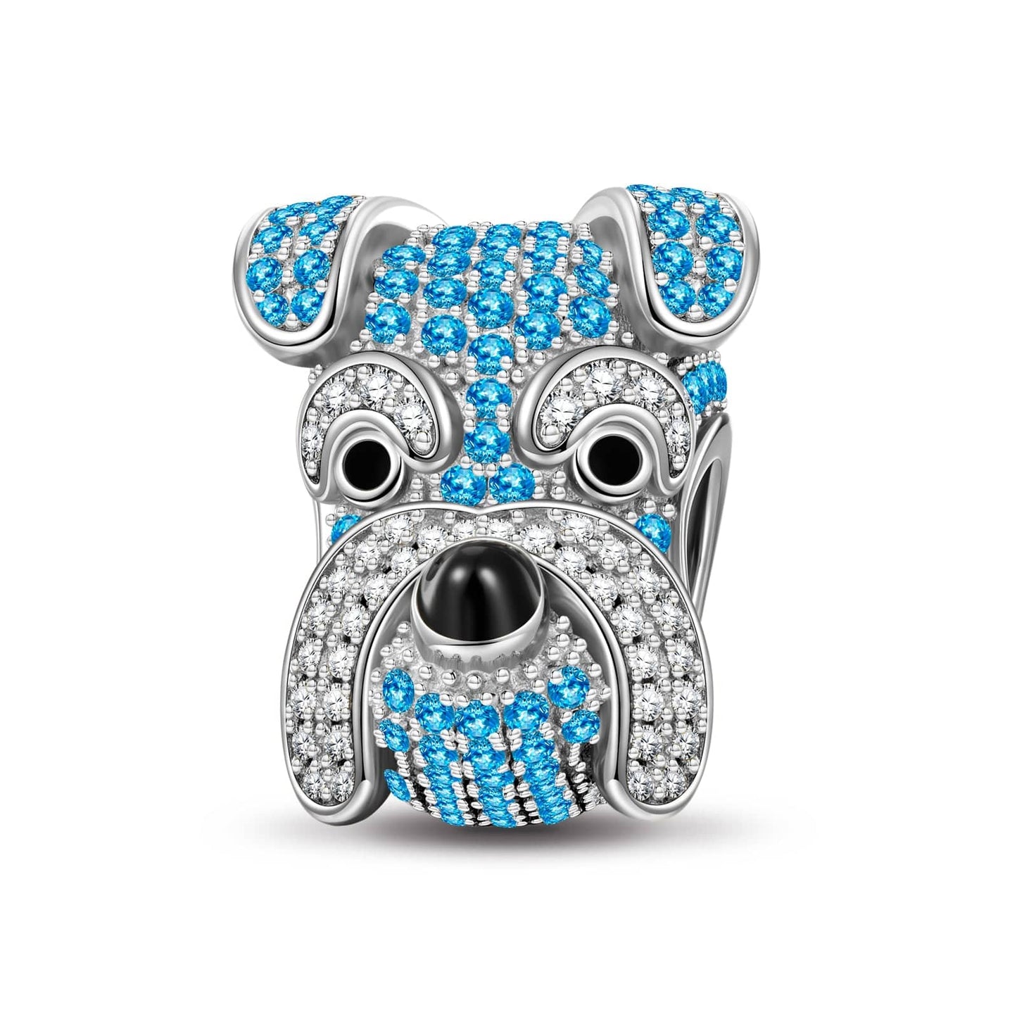 Sterling Silver Blue Schnauzer In White Gold Plated