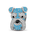 Sterling Silver Blue Schnauzer In White Gold Plated