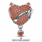 Sterling Silver January Fox Birthday Stone Charms In White Gold Plated