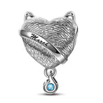 Sterling Silver March Fox Birthday Stone Charms In White Gold Plated