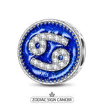 Sterling Silver Cancer Charms With Enamel In White Gold Plated