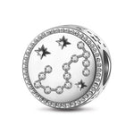 Sterling Silver Scorpio Charms With Enamel In White Gold Plated