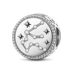 Sterling Silver Aquarius Charms With Enamel In White Gold Plated