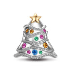 Sterling Silver Christmas Tree Charms In White Gold Plate