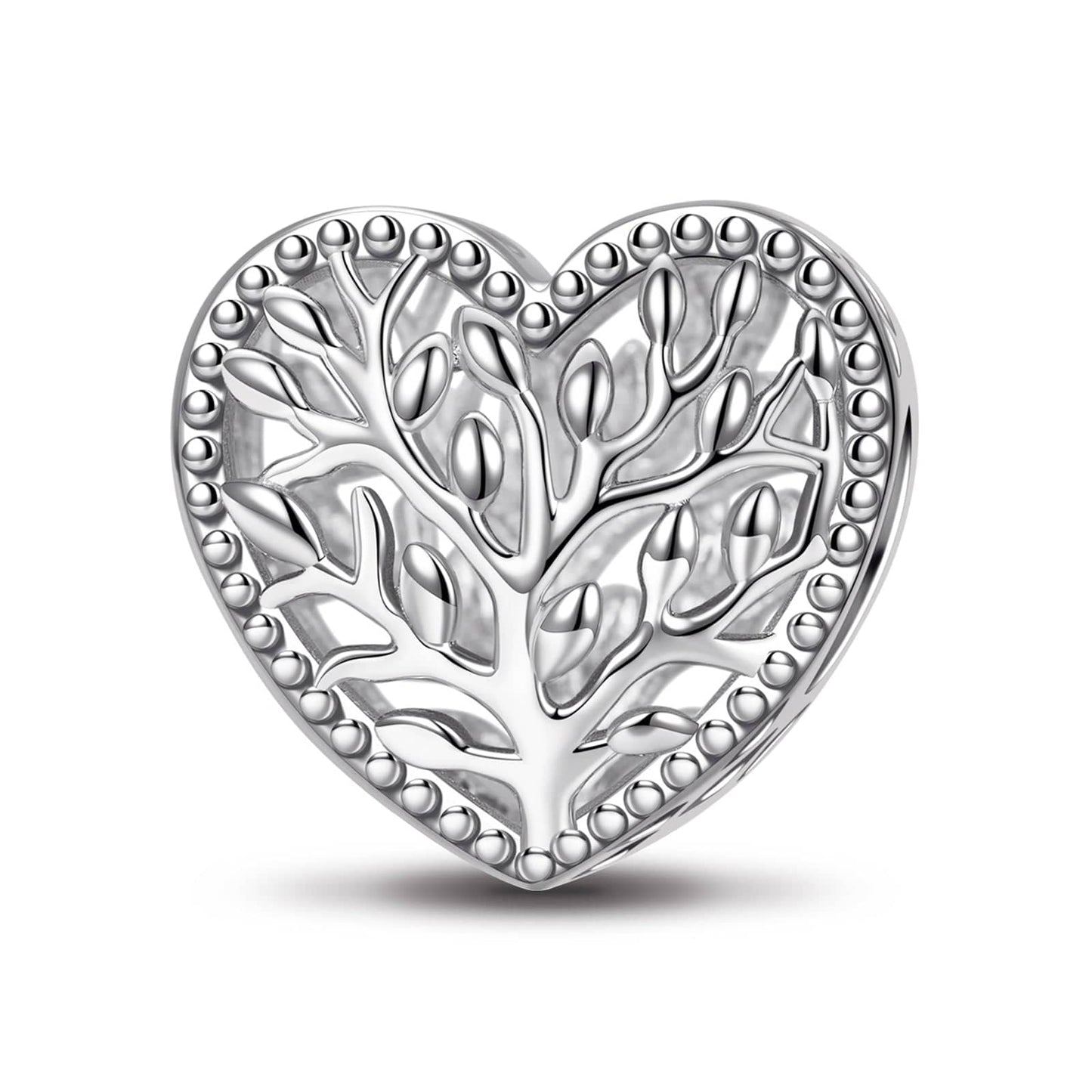 Sterling Silver Family Roots Charms In White Gold Plate