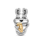 Sterling Silver Lovely Rabbit Charms In White Gold Plate